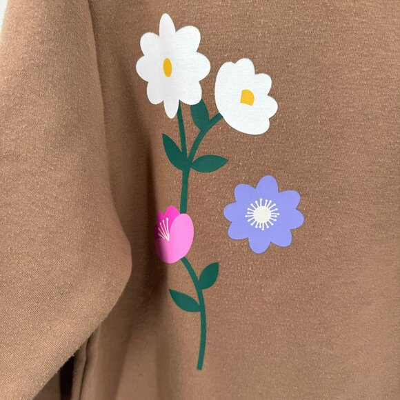 Disney Mickey Crew Neck Sweatshirt Tan With Floral Graphics Womens M - Picture 4 of 10